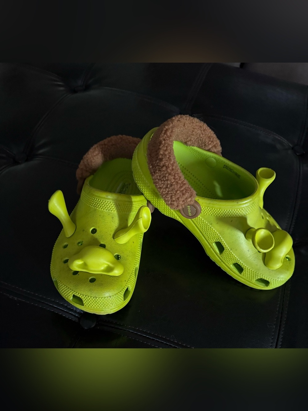 CROCS Womens Neon Lime Green Shrek Clogs